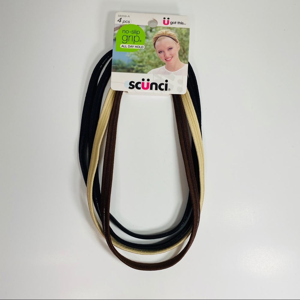 Scunci No Slip Grip Headbands 4 Pk Skinny